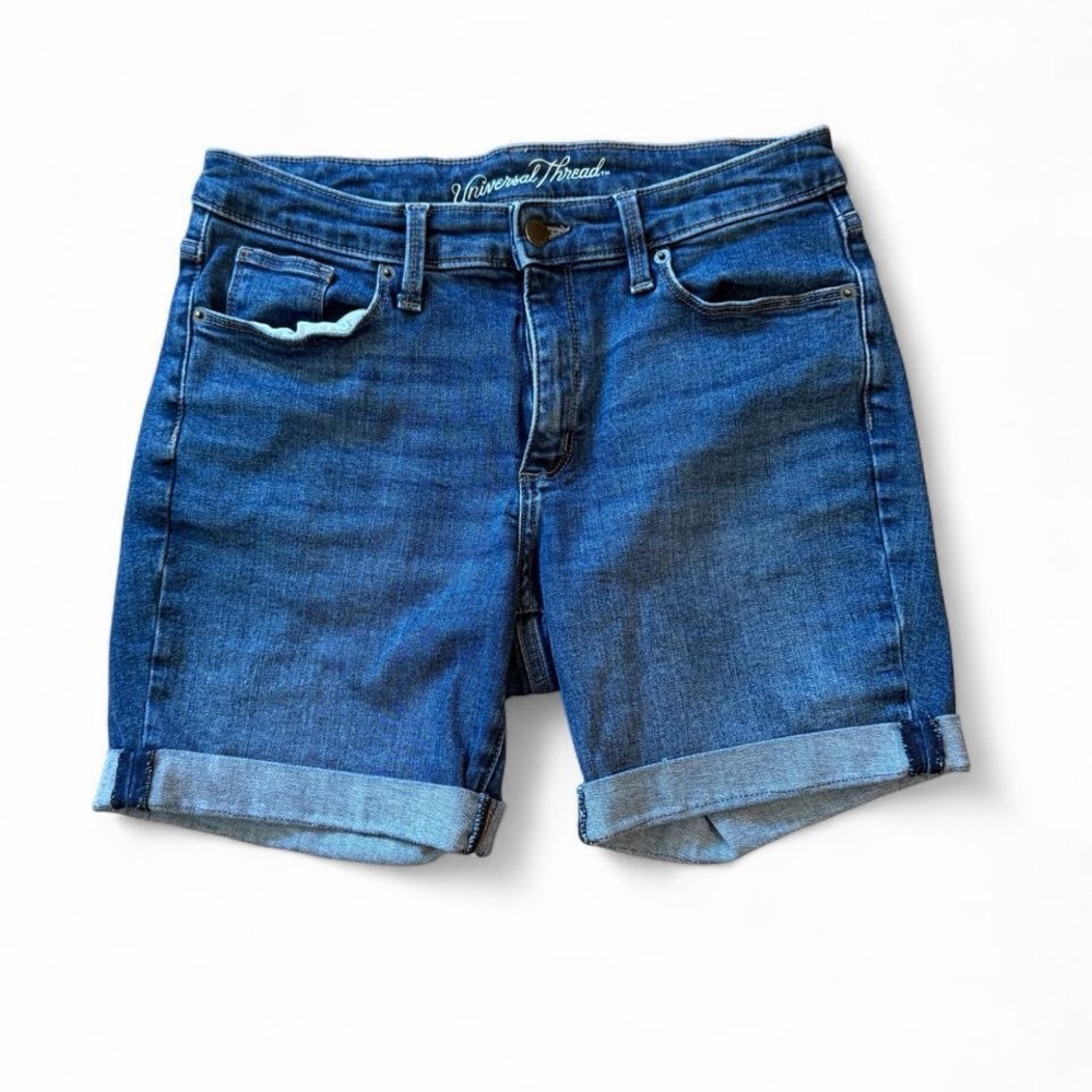 Universal Thread Dark Blue Rolled Cuff Denim Shorts 5” inseam